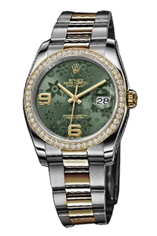 【rolex劳力士手表型号116243-72603绿色花朵图案表盘