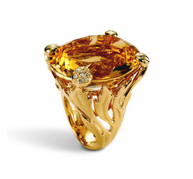 迪奥LE BAL MISS DIOR 750/1000黄金戒指，镶嵌黄水晶