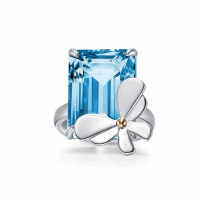 蒂芙尼RETURN TO TIFFANY纯银和 18K 玫瑰金镶嵌蓝色托帕石蝴蝶戒指