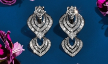 蒂芙尼BLUE BOOK高级珠宝ORCHID CURVE旖旎之兰铂金镶钻耳环