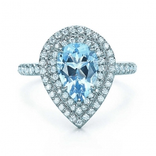 蒂芙尼TIFFANY SOLESTE海蓝宝石和钻石戒指
