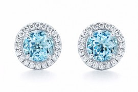 蒂芙尼TIFFANY SOLESTE海蓝宝石和钻石耳环