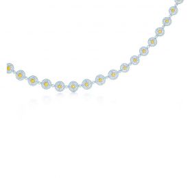 蒂芙尼BLUE BOOK高级珠宝镶嵌黄钻和白钻铂金项链