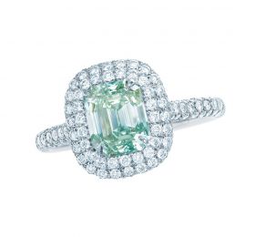 蒂芙尼BLUE BOOK高級珠寶祖母綠形切割濃彩綠鉆戒指