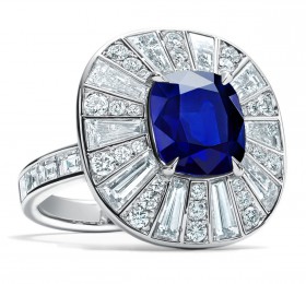 蒂芙尼華彩藍寶石與鉆石戒指戒指