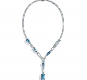 蒂芙尼BLUE BOOK高级珠宝The Four Seasons of Tiffany铂金镶嵌海蓝宝石与钻石项链