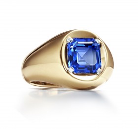 蒂芙尼BLUE BOOK高级珠宝2019 Blue Book 18K黄金镶嵌祖母绿形切割斯里兰卡蓝宝石戒指