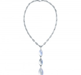 蒂芙尼BLUE BOOK高级珠宝2019 Blue Book铂金镶嵌梨形及椭圆形凸面月光石和圆形明亮式钻石吊坠