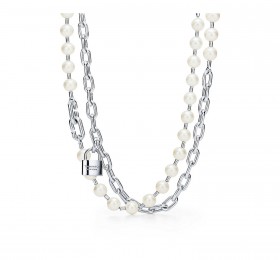 蒂芙尼TIFFANY HARD WEAR纯银淡水珍珠锁扣项链，81.3 厘米