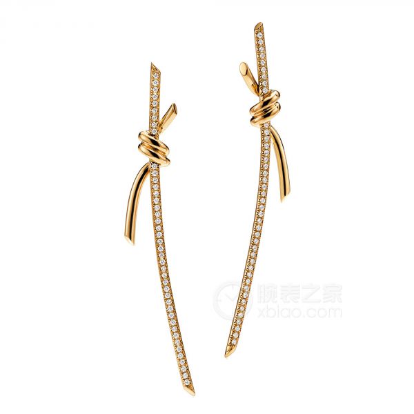 蒂芙尼tiffanyknot18k黄金镶钻耳坠
