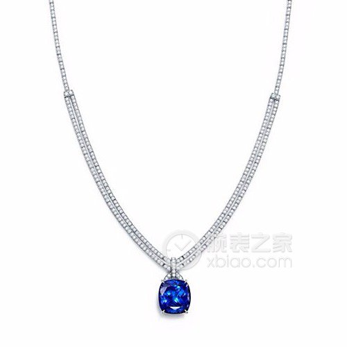 蒂芙尼铂金镶嵌蓝宝石和钻石项链项链12