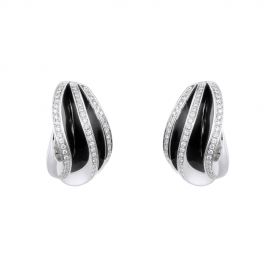 卡地亚PARIS NOUVELLE VAGUE系列白K金三重波浪装饰耳环