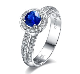 ENZO彩宝系列SHOWY 炫耀系列18K白金镶蓝宝及钻石戒指