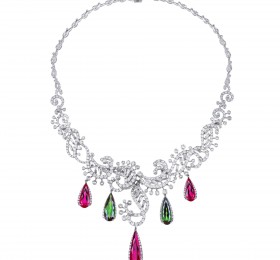 ENZO HIGH JEWELRY 高级珠宝系列18K白金镶红绿碧玺及钻石项链
