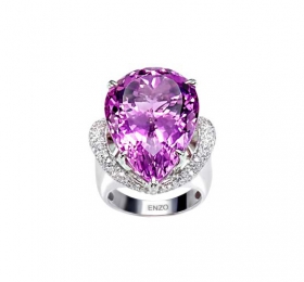ENZO经典系列高级定制系列18K白金紫锂辉石钻石戒指戒指