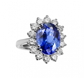 ENZO经典系列戴安娜系列18K白金戴安娜坦桑石钻石戒指