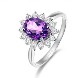 ENZO經典系列戴安娜系列18K白金戴安娜紫晶白色藍寶石戒指戒指