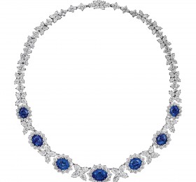 海瑞温斯顿INCREDIBLES高级珠宝系列锦簇镶嵌蓝宝石钻石项链