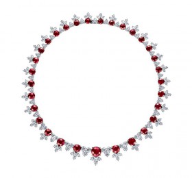 海瑞溫斯頓INCREDIBLES高級珠寶系列Cluster紅寶石鉆石項鏈項鏈