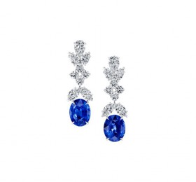 海瑞温斯顿INCREDIBLES高级珠宝系列经典风格蓝宝石钻石耳环