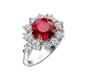 海瑞溫斯頓INCREDIBLES高級珠寶系列經典風格紅寶石鉆石戒指戒指