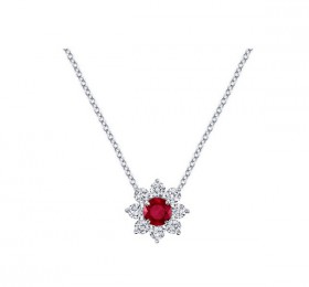 海瑞温斯顿SUNFLOWER珠宝系列向阳花卉Sunflower珠宝系列，Petite红宝石钻石链坠