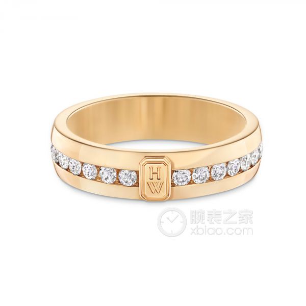 海瑞温斯顿HW Logo珠宝系列黄18K金铺钻钻石戒指
