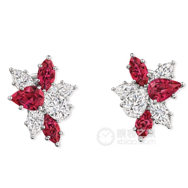 海瑞温斯顿winston cluster珠宝系列红宝石钻石耳环