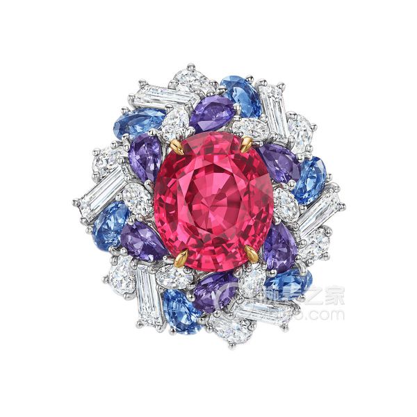 海瑞温斯顿winston candy高级珠宝系列红色尖晶石配蓝色和紫色蓝宝石