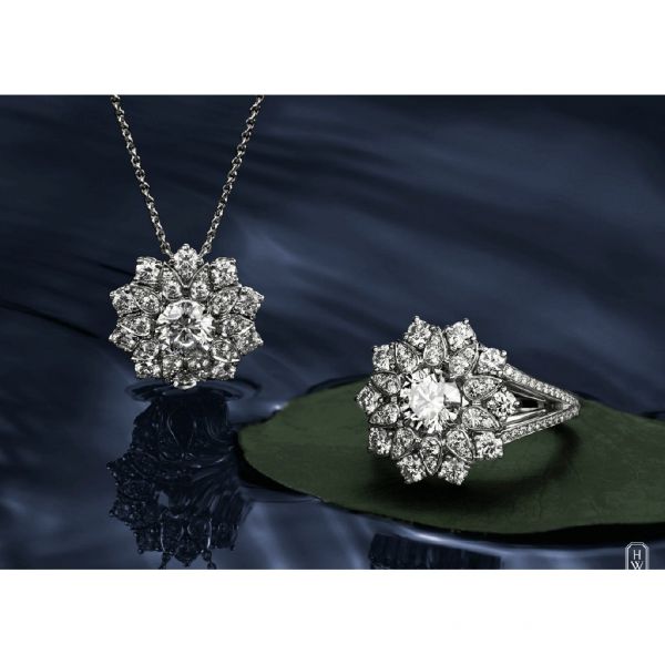 海瑞温斯顿芙蓉锦簇lotus cluster大型钻石链坠