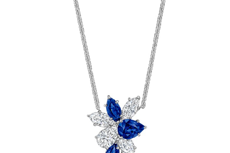 海瑞温斯顿winston cluster珠宝系列蓝宝石和钻石吊坠