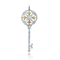 谢瑞麟Key“心之钥匙”系列 18K黄金及白色黄金配镶黄色及白色钻石吊坠（小）