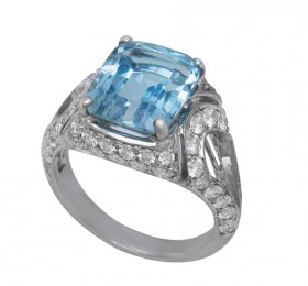 寶格麗白金鑲海藍寶石戒指戒指