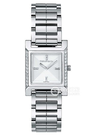 Tiffany 1837 Makers 22 mm square watch in stainless steel with diamonds.