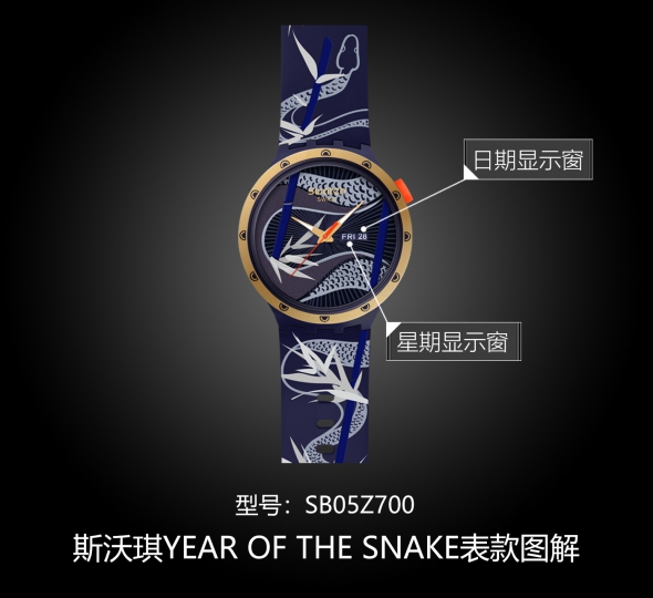 斯沃琪YEAR OF THE SNAKE系列SB05Z700图解