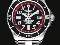 百年灵超级海洋系列精钢表壳-深红色黑色表盘-专业型精钢表链