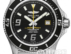 百年灵超级海洋系列精钢表壳-黑色表盘-深黄色秒针-专业型精钢表链