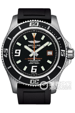 百年灵超级海洋A1739102/BA80(深海橙秒针-黑色表盘-Ocean Racer海洋竞赛橡胶表带)