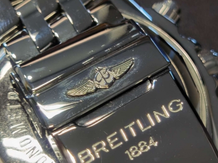 百年灵机械计时系列精钢表壳-铑金属表盘-Pilot飞行员精钢表链