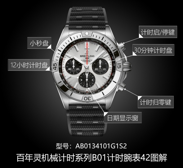 百年灵机械计时系列AB0134101G1S2图解