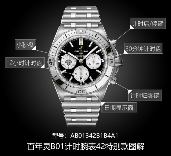 百年灵机械计时系列AB01342B1B4A1图解