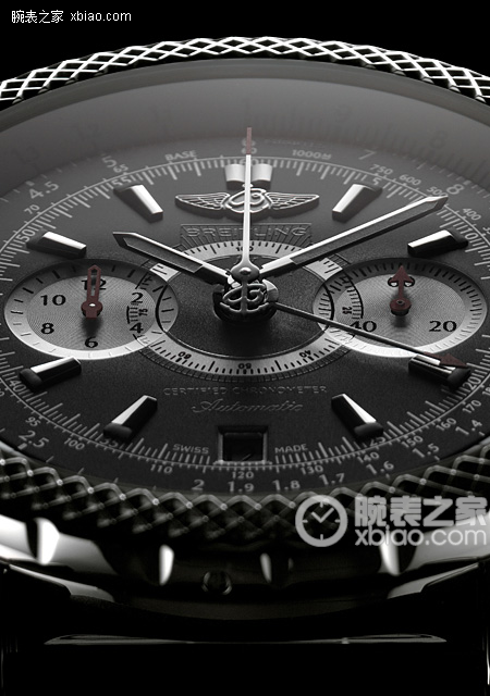 百年灵精钢表壳-黑色表盘-银色计时表盘-Speed竞赛精钢表链