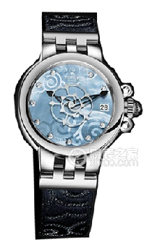 帝舵玫瑰系列35700-FS天蓝色珍珠贝母盘镶钻织纹表带