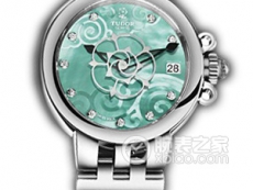 帝舵玫瑰系列35700-65770翡翠绿色珍珠贝母盘镶钻不锈钢表带