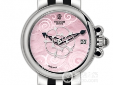 帝舵玫瑰系列35700-Black satin粉红色珍珠贝母盘缎质表带