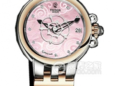 帝舵玫瑰系列35701-FS粉红色珍珠贝母盘镶钻织纹表带