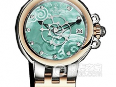 帝舵玫瑰系列35701-FS翡翠绿珍珠贝母盘镶钻织纹表带