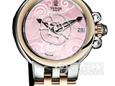帝舵玫瑰系列35701-Black satin粉红色珍珠贝母盘缎质表带