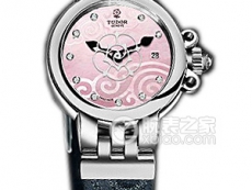 帝舵玫瑰系列35100-FS粉红色珍珠贝母盘镶钻织纹表带