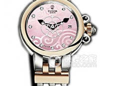 帝舵玫瑰系列35101-65710粉红色珍珠贝母盘镶钻不锈钢表带